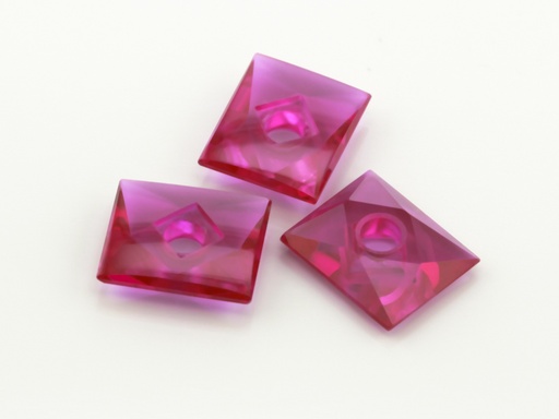 [RSLBBQH-1210] Synthetic Ruby 12x10mm Countersunk Rectangle Buff Top Bright Red