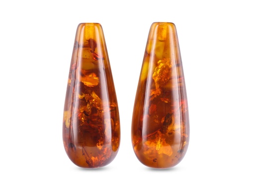 [AMBD-23A] Pressed Amber 23x9mm Polished Drop Pair