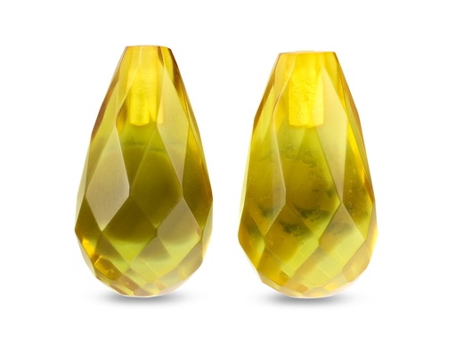 [AMGB-12B] Green Amber 12x7mm Briolette Pair