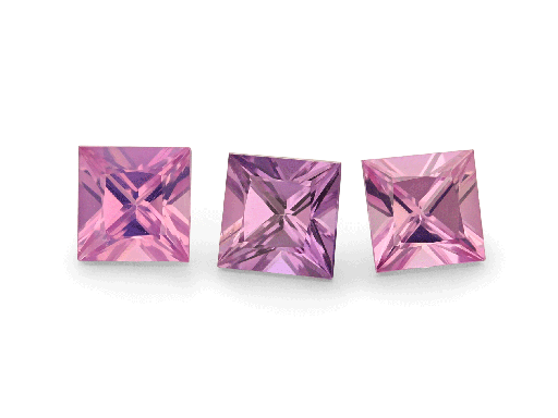 [KQP035C] Pink Sapphire 3.50mm Princess Cut Mid