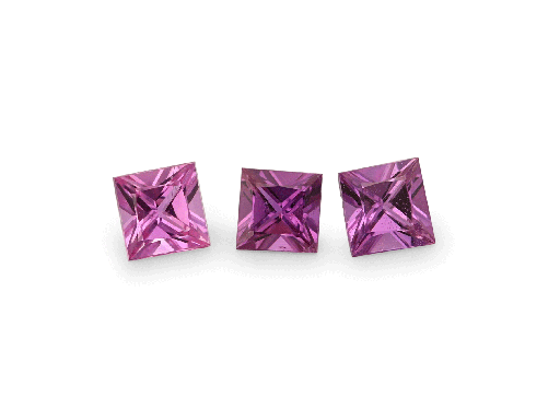 [KQP025A] Pink Sapphire 2.50mm Princess Cut Mid to Light