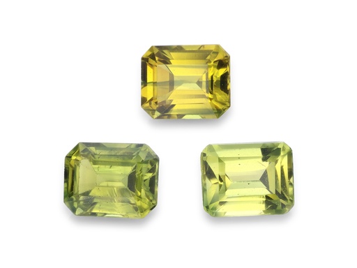 [SPAJ3038] Parti Sapphire 5.5x4mm Emerald Cut Yellow Green