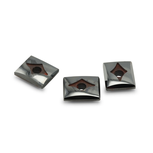 [HAJ20051] Haematite 12x10mm Rectangular Buff Top Curve Countersunk 