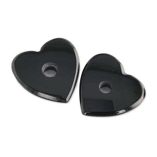 [XH1H16] German Cut Onyx 16mm Heart Shaped Single Hole Buff Top