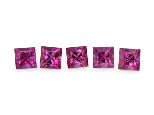 [RQP0225D] Ruby 2.25mm Princess Cut Mid Pink Red