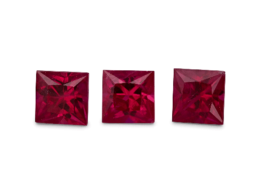 [RQP035C] Ruby 3.50mm Princess Cut Deep Red