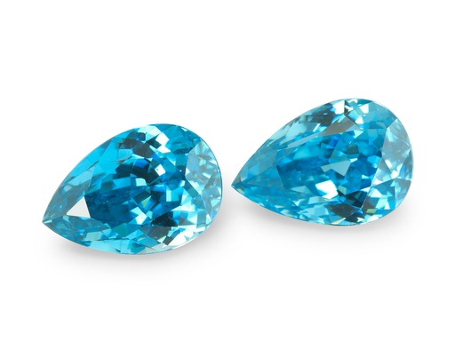 [ZIRCX3059] Zircon 10.5x7.2mm Pear Shape Blue  - Pair