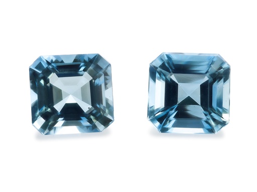 [QX3197] Aquamarine 9.00mm Square Emerald Cut Pair