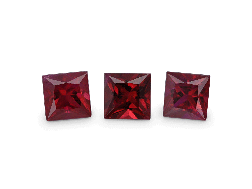 [RJ10165] Ruby 3.00mm Princess Cut Good Dark Red