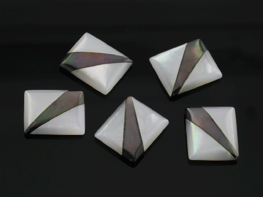 [MPJ20009] Mother of Pearl 12x10mm Rectangular Buff Top w/ Stripe across corner