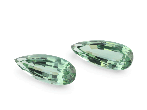 [TUX3224] Green Tourmaline 17.8x7.4mm Pear Shape PAIR