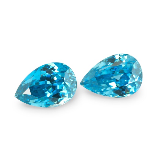 [ZIRCX3059] Zircon 10.5x7.2mm Pear Shape Blue  - Pair