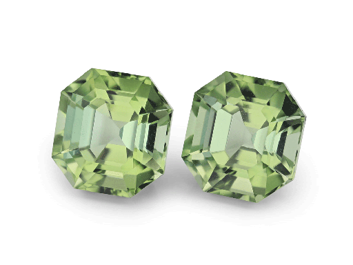 [TUX3264] Green Tourmaline 10x9.5mm Square Emerald Cut PAIR