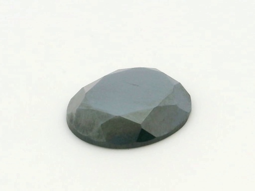 [HAJ20056] Haematite 14x12mm Oval Facet Top Flat Back 