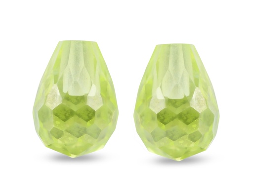 [BRZJ3011] Cubic Zirconia 7x5mm Briolette Light Green Pair