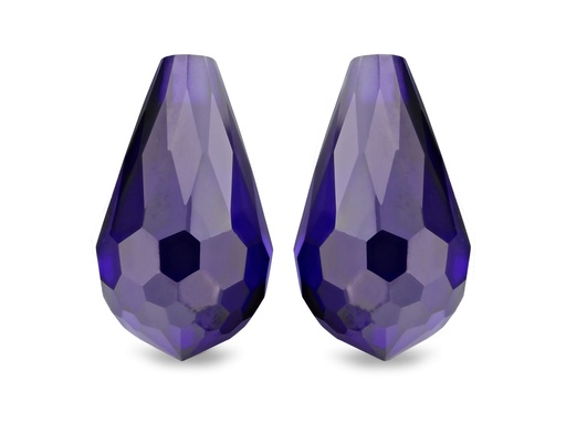 [BRZJ3019] Cubic Zirconia 12x7mm Briolette Purple Pair